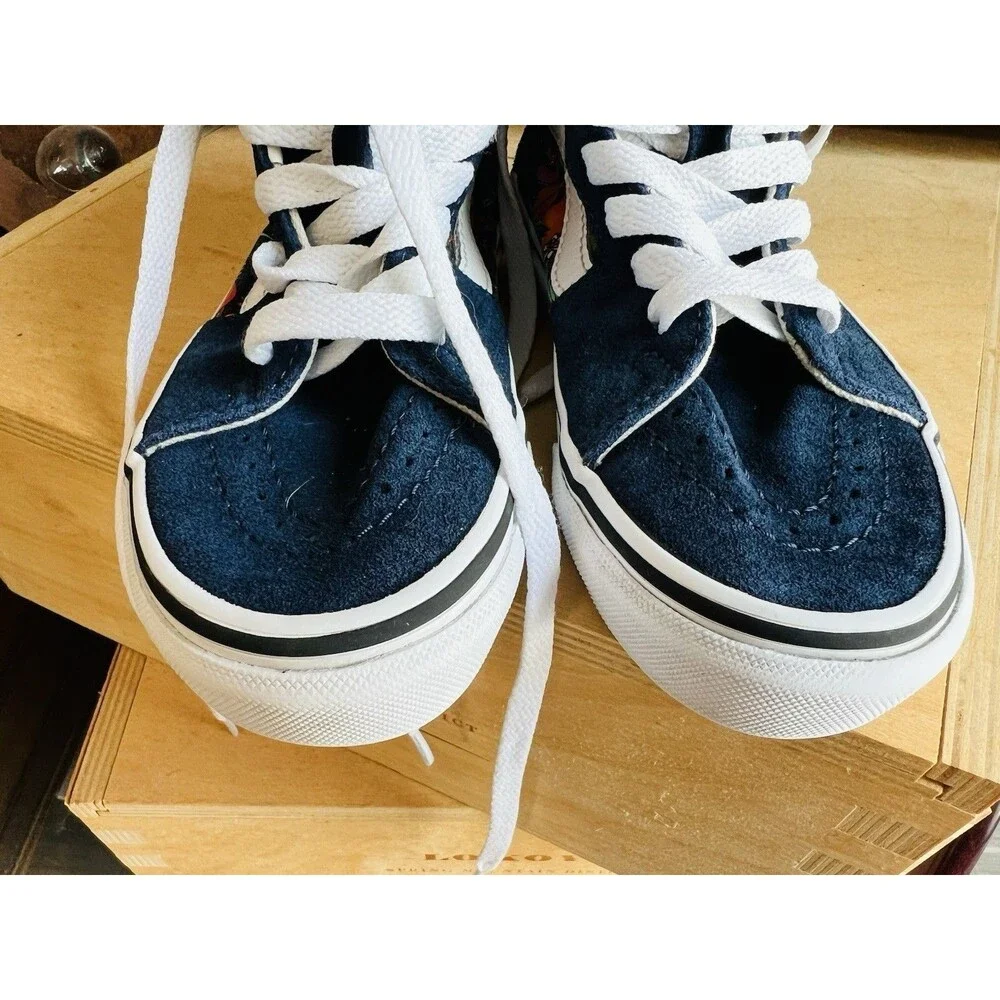VANS Kids Sz 13 Multi Tropic Sk8 Hi-Top Sneakers Shoes Blue Suede Skate RARE